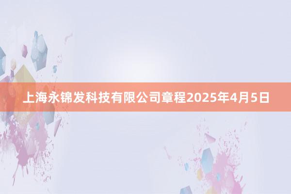 上海永锦发科技有限公司章程2025年4月5日